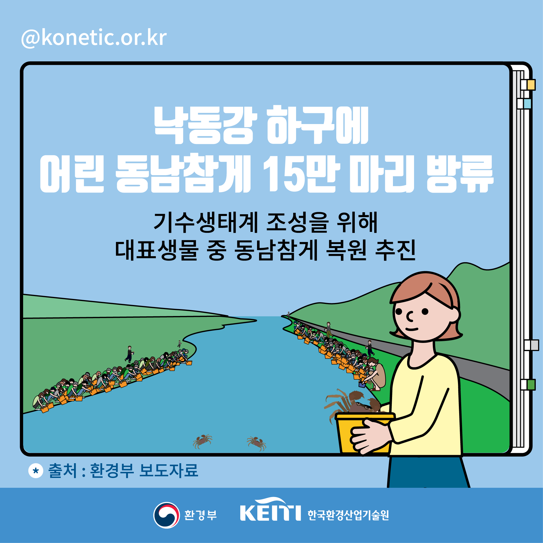 낙동강 하구에 어린 동남참게 15만 마리 방류